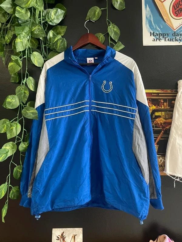 NFL Indianapolis Colts Windbreaker Vintage 90s Electric Blue White Streetwear Ha